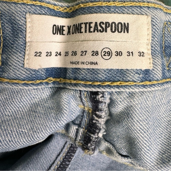 One Teaspoon Le Wolves Denim Shorts Blue Bone Frayed Hem Distressed Size 29 - Picture 12 of 15